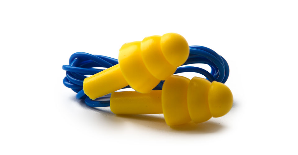 Ear plug, triple flanged, reusable, corded