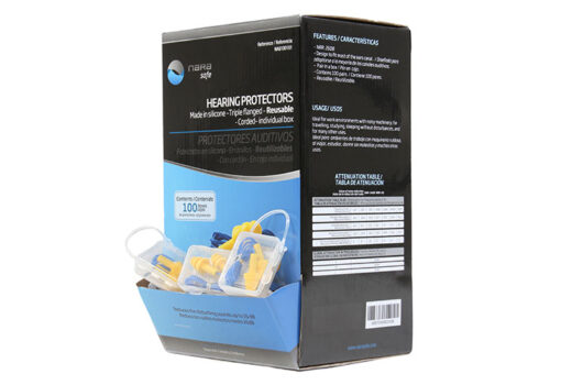Ear plug, triple flanged, reusable, corded