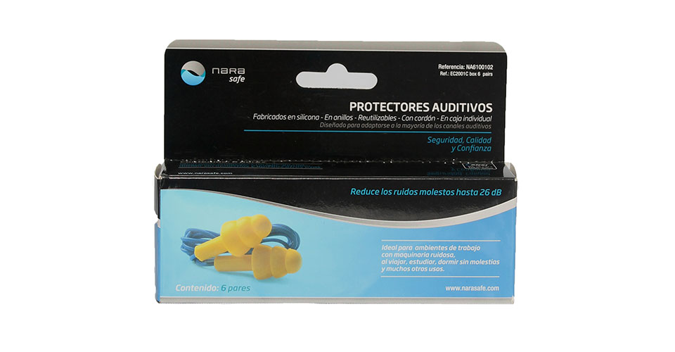Ear plug, triple flanged, reusable, corded 6 units