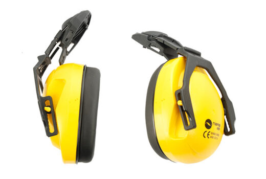 Hearing protection earmuffs with helmet insertion, NRR: 27 dB
