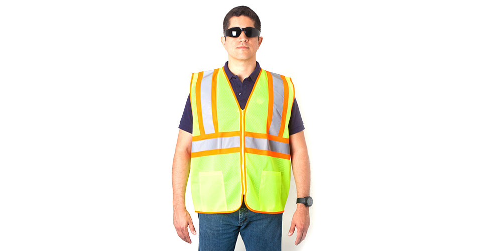 Reflective vest mesh woven with zipper and pockets
