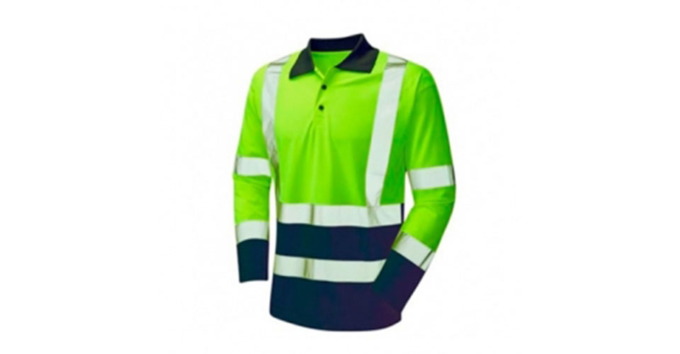 Reflective polo shirt, long sleeve
