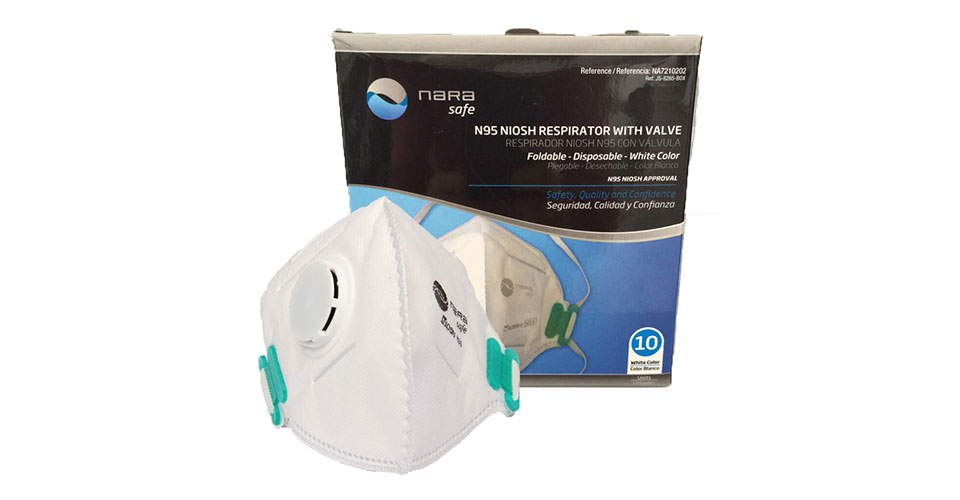 Respirator manufactured under N95 standard, with valve