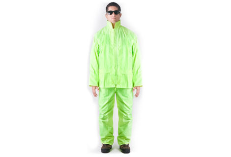 2- piece waterproof suit in polyester and PVC 2- piece waterproof suit in polyester and PVC