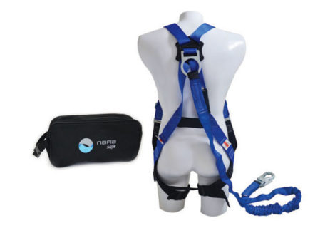 Full body harness, and 6 ft lanyard shock absorber, standard size and bag. Full body harness, and 6 ft lanyard shock absorber, standard size and bag.