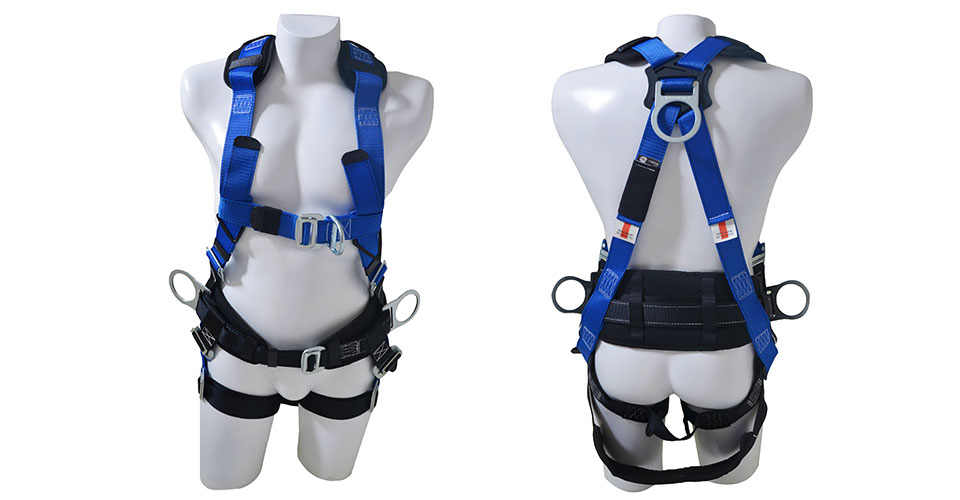 Full body harness, 4 D-rings, multi-purpose (H) with lumbar support