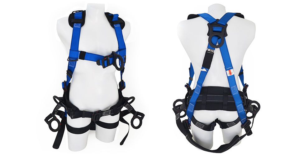 Full body harness, Dielectric, 6 D-rings, multi-purpose (H) with lumbar support and seat