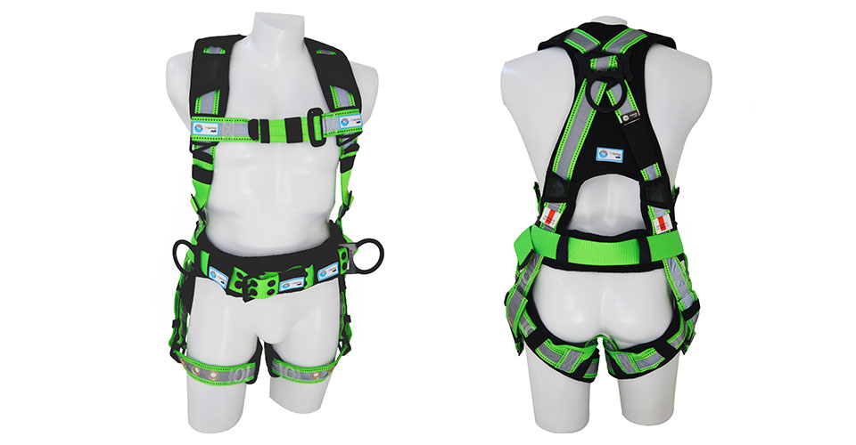 Full body harness, 3 D-rings, multi-purpose and reflective